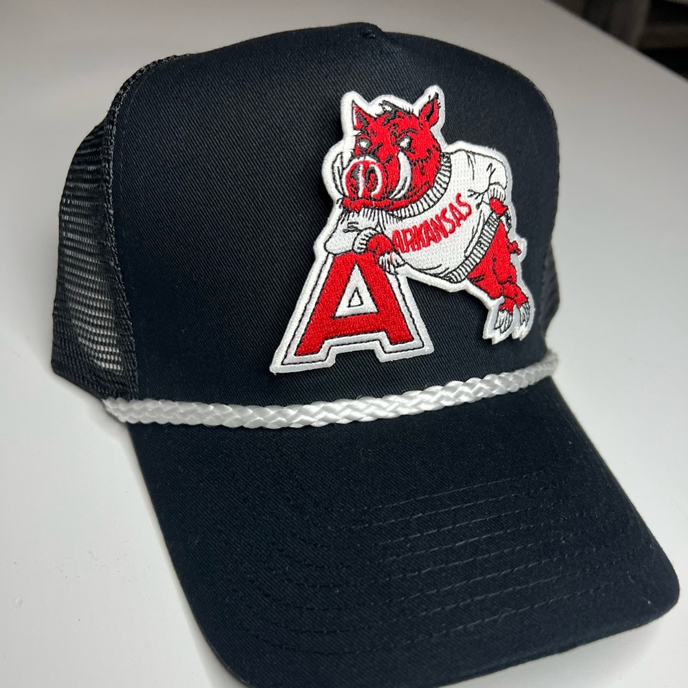 Arkansas Razorbacks Black Hat SnapBack Retro Vintage Logo RARE